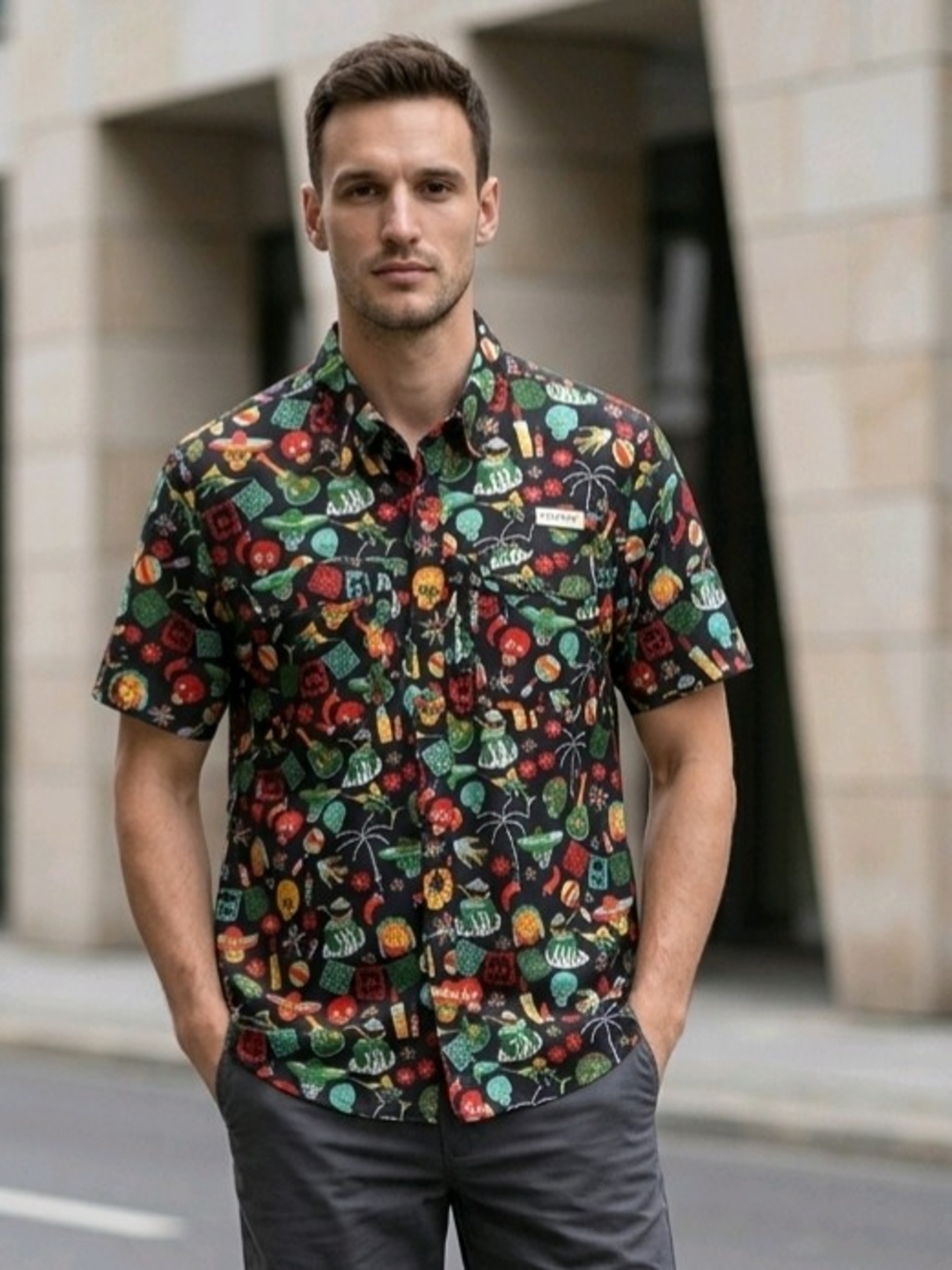 Magellan Outdoors Men's Short-Sleeve Fishing Shirt, Día de los Muertos Print M